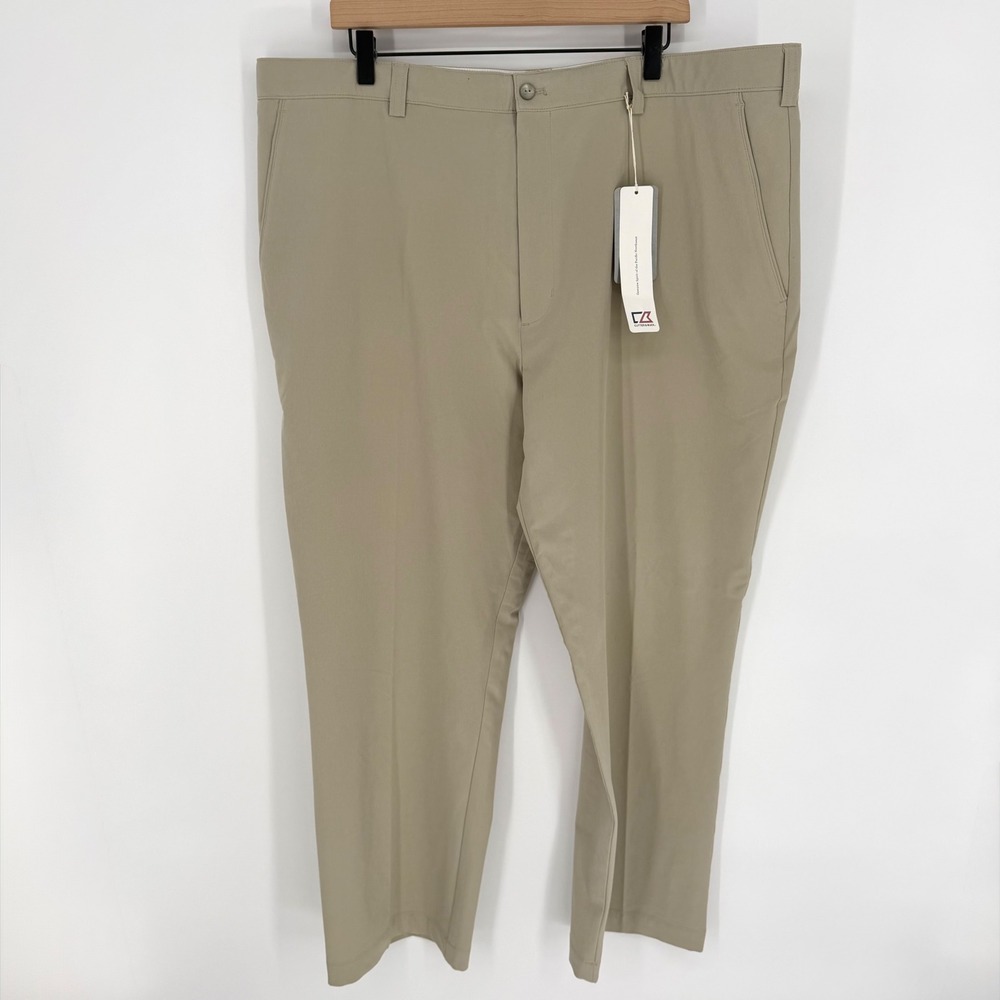 Cutter & Buck Golf Pants Men 42x30 Tan NWT DryTec Stretch Trousers Athleisure